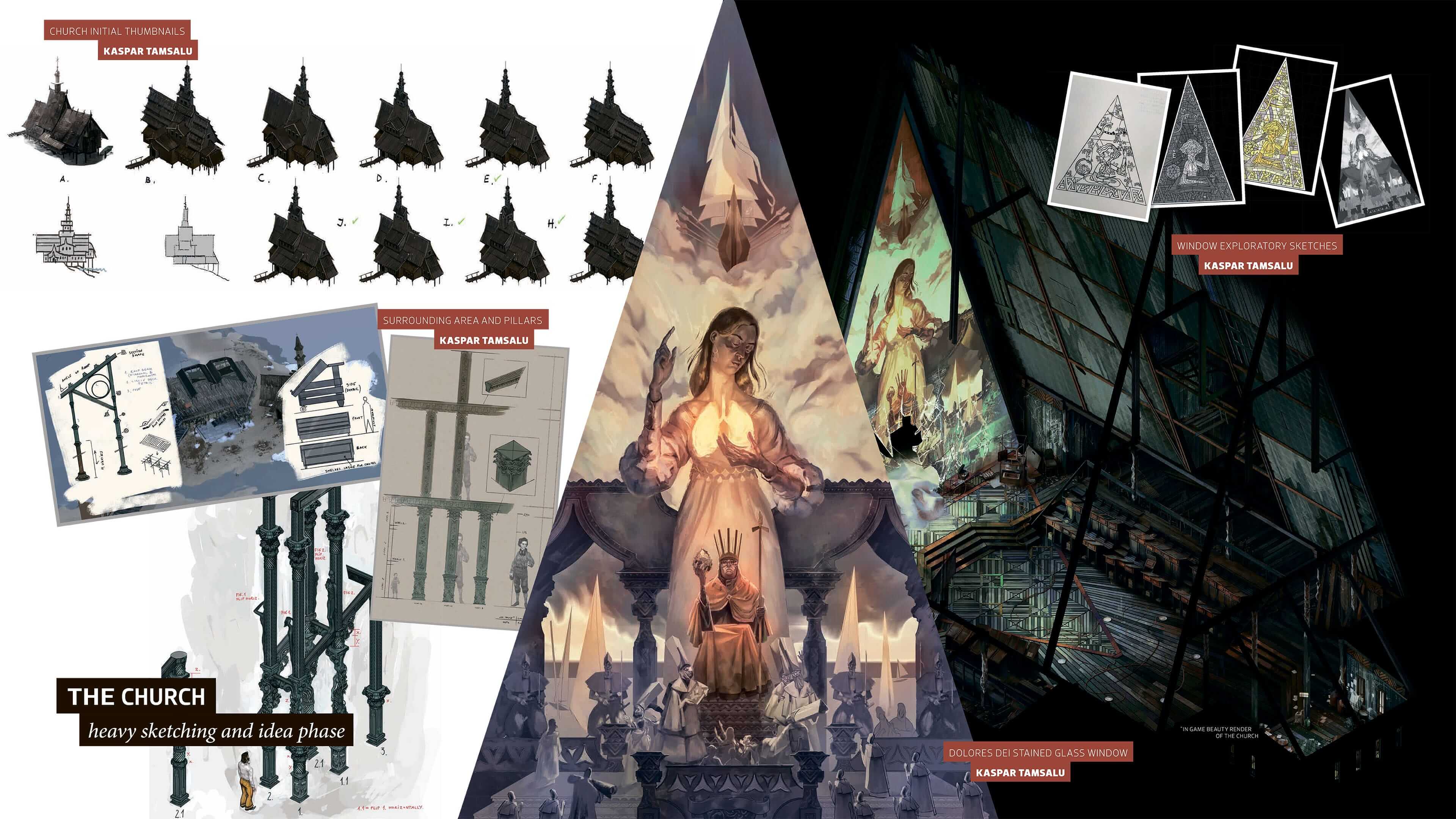 концепт-арт по игре с церковным витражом